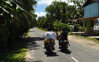 The streets of Vaiaku township, Funafuti Atoll, Tuvalu