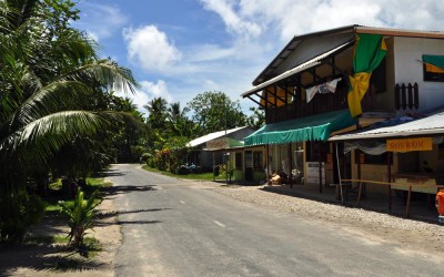 Some commercial buildings along the streets of Vaiaku township, Funafuti Atoll, Tuvalu