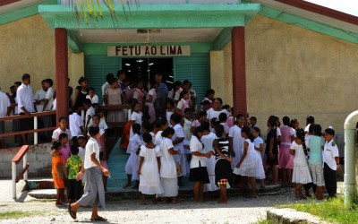 Attending church on Sunday, Funafuti Atoll, Tuvalu