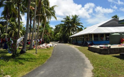 A maneapa (meeting place) in Vaiaku township, Funafuti Atoll, Tuvalu