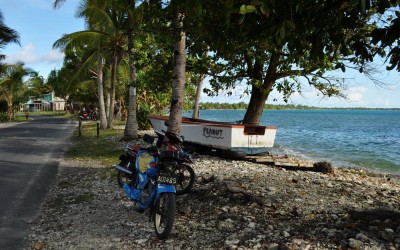 Bikes and boat on the streets of Funafuti