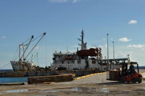 The Nivaga II, Tuvalu's supply ship to other atolls, at Funafuti port, Tuvalu