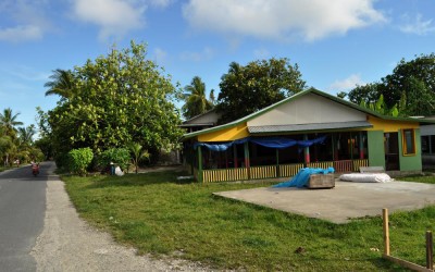 A maneapa (meeting place) on Fongafale Island, Funafuti Atoll, Tuvalu