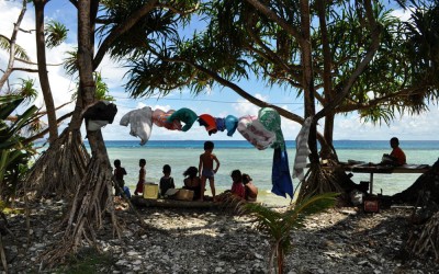 Hanging out under the washing line, Funafuti Atoll, Tuvalu