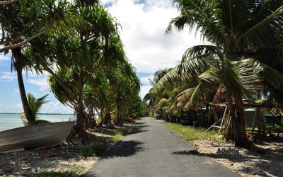 The road along Fongafale Island, Funafuti Atoll, Tuvalu