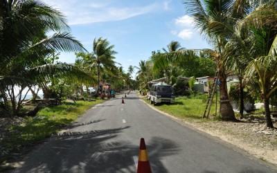 The road along Fongafale Island, Funafuti Atoll, Tuvalu