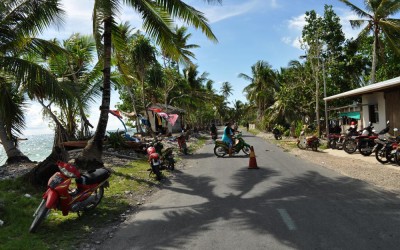 The road along Fongafale Island, Funafuti Atoll, Tuvalu