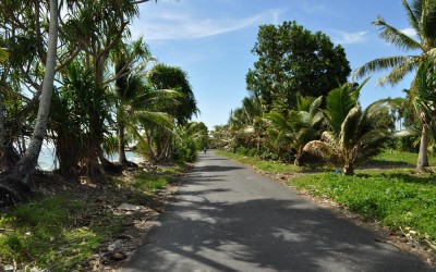The road along Fongafale Island, Funafuti Atoll, Tuvalu