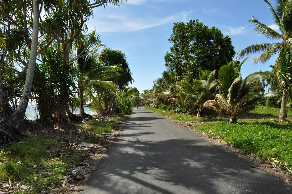 The road along Fongafale Island, Funafuti Atoll, Tuvalu