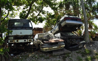 How to dispose of rubbish on a tiny island? Old cars, Funafuti Atoll, Tuvalu
