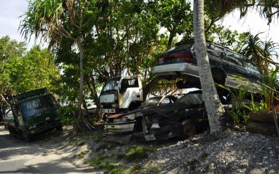 How to dispose of rubbish on a tiny island? Old cars, Funafuti Atoll, Tuvalu