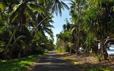 The road along Fongafale Island, Funafuti Atoll, Tuvalu