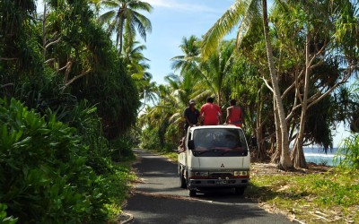 The rubbish truck returning from the tip, Funafuti Atoll, Tuvalu