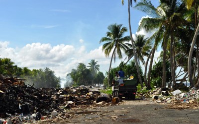 The rubbish dump, Funafuti Atoll, Tuvalu. How does a tiny nation with little land dispose of its rubbish?
