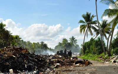 The rubbish dump, Funafuti Atoll, Tuvalu. How does a tiny nation with little land dispose of its rubbish?