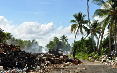 The rubbish dump, Funafuti Atoll, Tuvalu. How does a tiny nation with little land dispose of its rubbish?