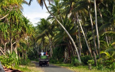The rubbish truck on its way to the tip, Funafuti Atoll, Tuvalu