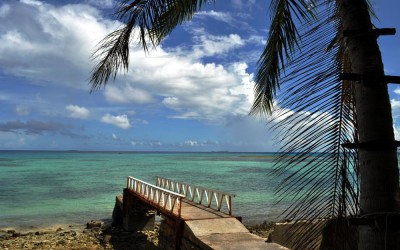 Low tide at jetty outside Vaiaku Lagi Hotel, Funafuti, Tuvalu
