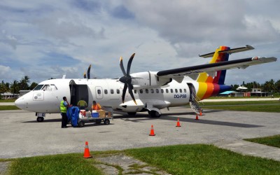 About to board the ATR42 back to Suva - Funafuti International Airport