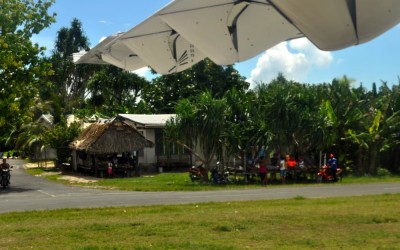 Taxiing along the runway, Funafuti International Airport. Goodbye Tuvalu