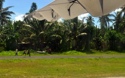 Taxiing along the runway, Funafuti International Airport. Farewell Tuvalu