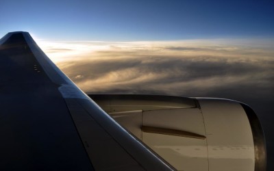 Sunset from a 767 over the Pacific Ocean