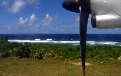 The first glimpse of Fongafale Island, Funafuti Atoll
