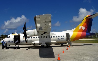 Unloading the ATR42 from Suva at Funafuti International Airport
