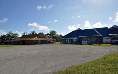 Funafuti International Airport terminal (right) and Maneapa (left), Tuvalu