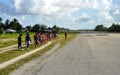 Sports training on the runway, Funafuti Atoll, Tuvalu