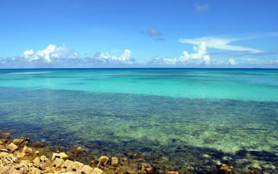 Tide's out - Funafuti Lagoon - looking north from Vaiaku township, Tuvalu