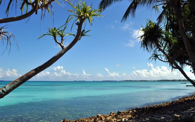 Looking down the coast of Fongafale Island, Funafuti Atoll, Tuvalu