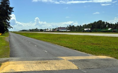 The road running alongside the runway, Fongafale Island, Funafuti Atoll, Tuvalu