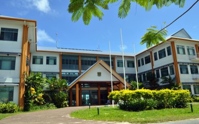 Government administration building, Funafuti Atoll, Tuvalu. This is the largest building in all of Tuvalu.