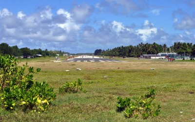 Sports teams training along the runway, Funafuti Atoll, Tuvalu