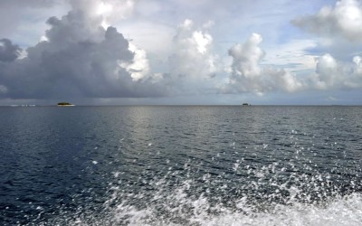 On a boat out on Funafuti Lagoon, Tuvalu