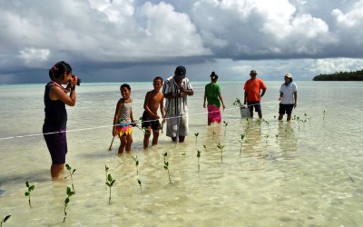 Planting mangroves on Funafala Island (climate change adaptation project), Tuvalu