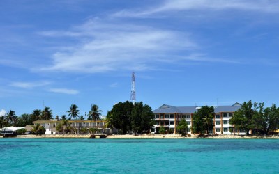 Returning to the jetty behind the Vaiaku Lagi Hotel and Tuvalu government administration building, Fongafale Island, Funafuti Atoll, Tuvalu