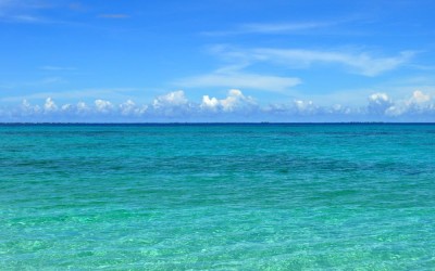 The view from Tepuka back across the lagoon to Fongafale, Funafuti Atoll, Tuvalu
